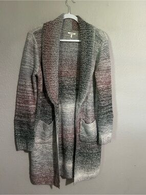 Maurices Ombre Shawl-Collar Cardigan in Gray and Mauve Tones